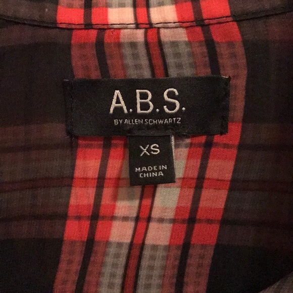 ABS sheer plaid button down blouse - Picture 2 of 3